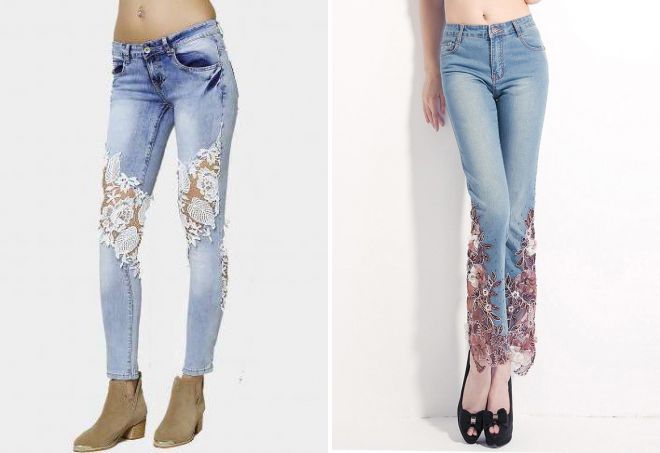 джинсы с кружевом 2018 мода
